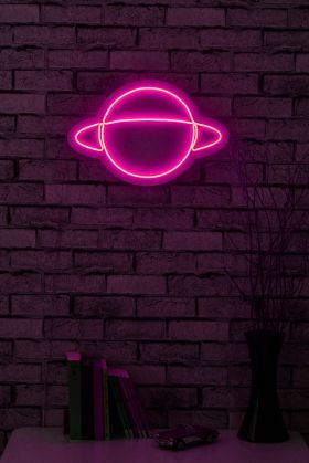 Decoratiune luminoasa LED, Saturn, Benzi flexibile de neon, DC 12 V, Roz