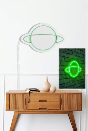 Decoratiune luminoasa LED, Saturn, Benzi flexibile de neon, DC 12 V, Verde