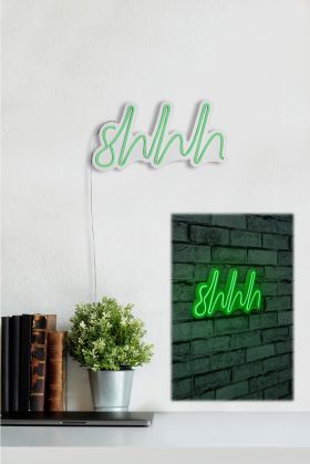 Decoratiune luminoasa LED, Shhh, Benzi flexibile de neon, DC 12 V, Verde