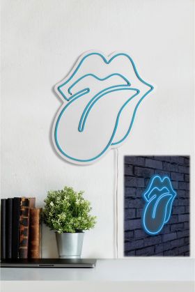 Decoratiune luminoasa LED, The Rolling Stones, Benzi flexibile de neon, DC 12 V, Albastru