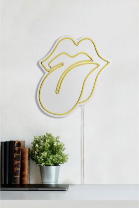 Decoratiune luminoasa LED, The Rolling Stones, Benzi flexibile de neon, DC 12 V, Galben