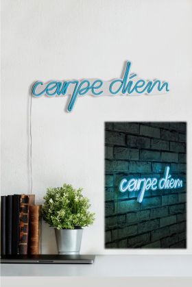 Decoratiune luminoasa LED, Carpe Diem, Benzi flexibile de neon, DC 12 V, Albastru