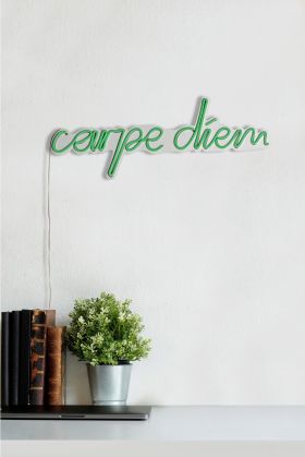 Decoratiune luminoasa LED, Carpe Diem, Benzi flexibile de neon, DC 12 V, Verde