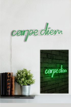 Decoratiune luminoasa LED, Carpe Diem, Benzi flexibile de neon, DC 12 V, Verde