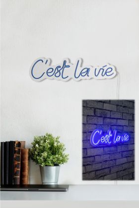 Decoratiune luminoasa LED, C'est La Vie, Benzi flexibile de neon, DC 12 V, Albastru