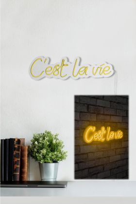 Decoratiune luminoasa LED, C'est La Vie, Benzi flexibile de neon, DC 12 V, Galben