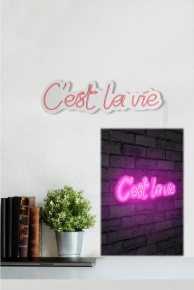 Decoratiune luminoasa LED, C'est La Vie, Benzi flexibile de neon, DC 12 V, Roz