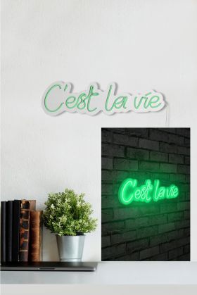 Decoratiune luminoasa LED, C'est La Vie, Benzi flexibile de neon, DC 12 V, Verde