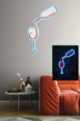 Decoratiune luminoasa LED, Wine, Benzi flexibile de neon, DC 12 V, Albastru rosu