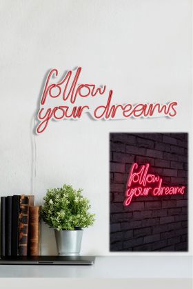 Decoratiune luminoasa LED, Follow Your Dreams, Benzi flexibile de neon, DC 12 V, Rosu