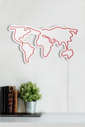 Decoratiune luminoasa LED, World Map, Benzi flexibile de neon, DC 12 V, Rosu