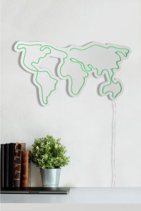 Decoratiune luminoasa LED, World Map, Benzi flexibile de neon, DC 12 V, Verde