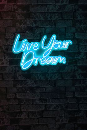 Decoratiune luminoasa LED, Live Your Dream, Benzi flexibile de neon, DC 12 V, Albastru