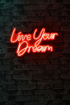 Decoratiune luminoasa LED, Live Your Dream, Benzi flexibile de neon, DC 12 V, Rosu