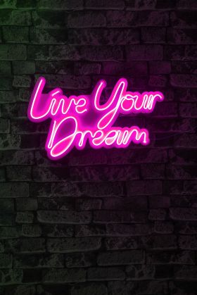 Decoratiune luminoasa LED, Live Your Dream, Benzi flexibile de neon, DC 12 V, Roz