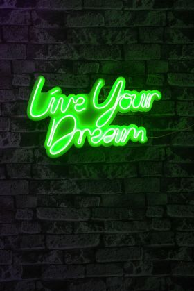 Decoratiune luminoasa LED, Live Your Dream, Benzi flexibile de neon, DC 12 V, Verde