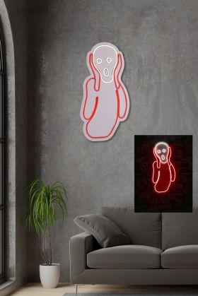 Decoratiune luminoasa LED, Scream, Benzi flexibile de neon, DC 12 V, Rosu/Alb