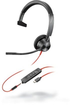 Poly POLY Blackwire 3315 Căști Prin cablu Bandă de fixare pe cap Birou/Call center USB tip-C Negru, Roşu (214015-01)