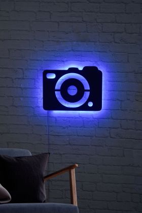 Decoratiune luminoasa LED, Camera, MDF, 60 LED-uri, Albastru