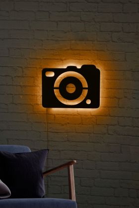 Decoratiune luminoasa LED, Camera, MDF, 60 LED-uri, Galben