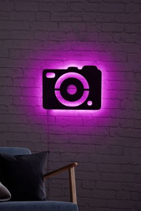 Decoratiune luminoasa LED, Camera, MDF, 60 LED-uri, Roz