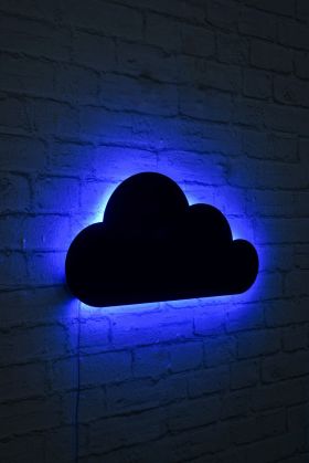 Decoratiune luminoasa LED, Cloud, MDF, 60 LED-uri, Albastru