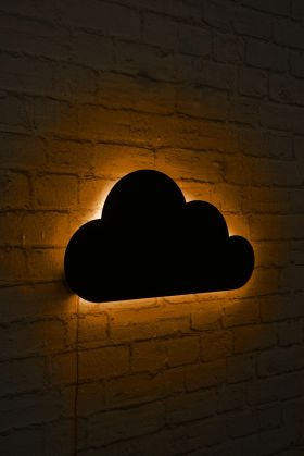 Decoratiune luminoasa LED, Cloud, MDF, 60 LED-uri, Galben