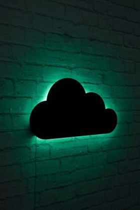 Decoratiune luminoasa LED, Cloud, MDF, 60 LED-uri, Verde