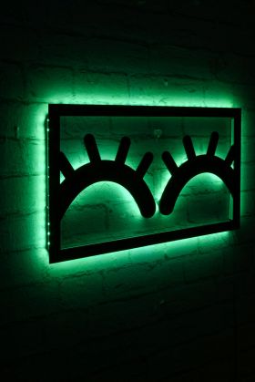 Decoratiune luminoasa LED, Sleepy Eyes, MDF, 60 LED-uri, Verde