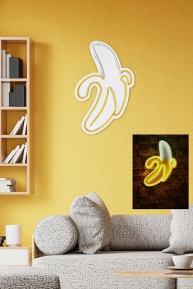 Decoratiune luminoasa LED, Banana, Benzi flexibile de neon, DC 12 V, Galben/Alb