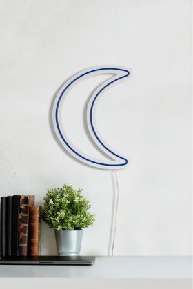 Decoratiune luminoasa LED, Crescent, Benzi flexibile de neon, DC 12 V, Albastru