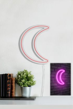 Decoratiune luminoasa LED, Crescent, Benzi flexibile de neon, DC 12 V, Roz