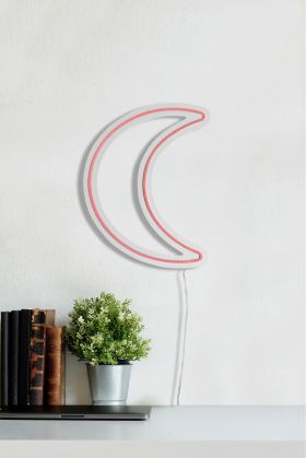 Decoratiune luminoasa LED, Crescent, Benzi flexibile de neon, DC 12 V, Roz