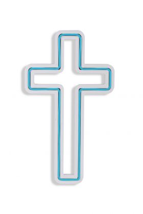 Decoratiune luminoasa LED, Cross Sign, Benzi flexibile de neon, DC 12 V, Albastru