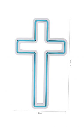 Decoratiune luminoasa LED, Cross Sign, Benzi flexibile de neon, DC 12 V, Albastru