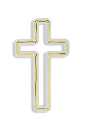 Decoratiune luminoasa LED, Cross Sign, Benzi flexibile de neon, DC 12 V, Galben