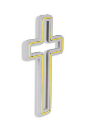 Decoratiune luminoasa LED, Cross Sign, Benzi flexibile de neon, DC 12 V, Galben