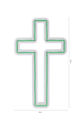 Decoratiune luminoasa LED, Cross Sign, Benzi flexibile de neon, DC 12 V, Verde