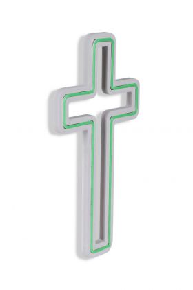 Decoratiune luminoasa LED, Cross Sign, Benzi flexibile de neon, DC 12 V, Verde