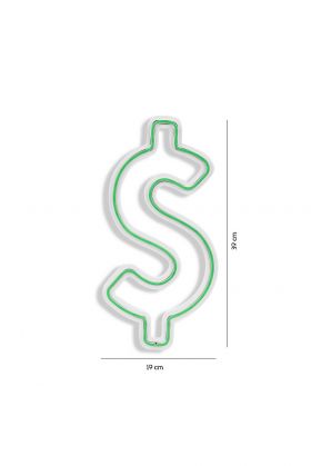 Decoratiune luminoasa LED, Dollar Sign, Benzi flexibile de neon, DC 12 V, Verde