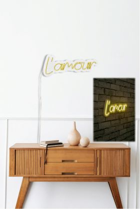 Decoratiune luminoasa LED, L'amour, Benzi flexibile de neon, DC 12 V, Galben