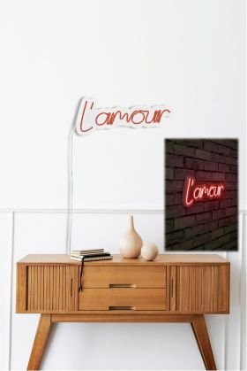 Decoratiune luminoasa LED, L'amour, Benzi flexibile de neon, DC 12 V, Rosu