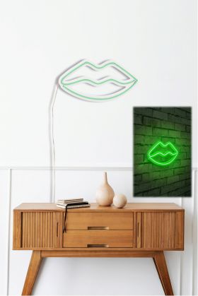 Decoratiune luminoasa LED, Lips, Benzi flexibile de neon, DC 12 V, Verde