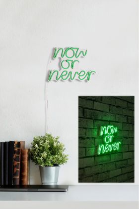 Decoratiune luminoasa LED, Now or Never, Benzi flexibile de neon, DC 12 V, Verde