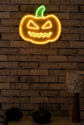 Decoratiune luminoasa LED, Pumpkin, Benzi flexibile de neon, DC 12 V, Galben verde