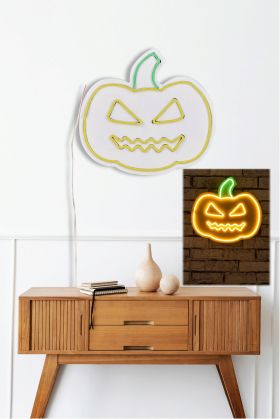 Decoratiune luminoasa LED, Pumpkin, Benzi flexibile de neon, DC 12 V, Galben verde