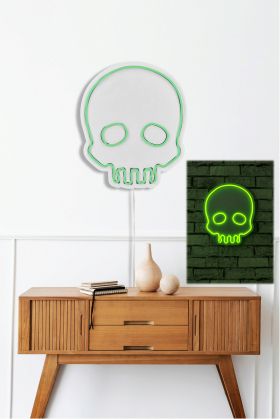 Decoratiune luminoasa LED, Skull, Benzi flexibile de neon, DC 12 V, Verde