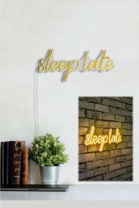 Decoratiune luminoasa LED, Sleep Late, Benzi flexibile de neon, DC 12 V, Galben