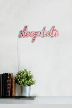 Decoratiune luminoasa LED, Sleep Late, Benzi flexibile de neon, DC 12 V, Roz