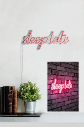 Decoratiune luminoasa LED, Sleep Late, Benzi flexibile de neon, DC 12 V, Roz